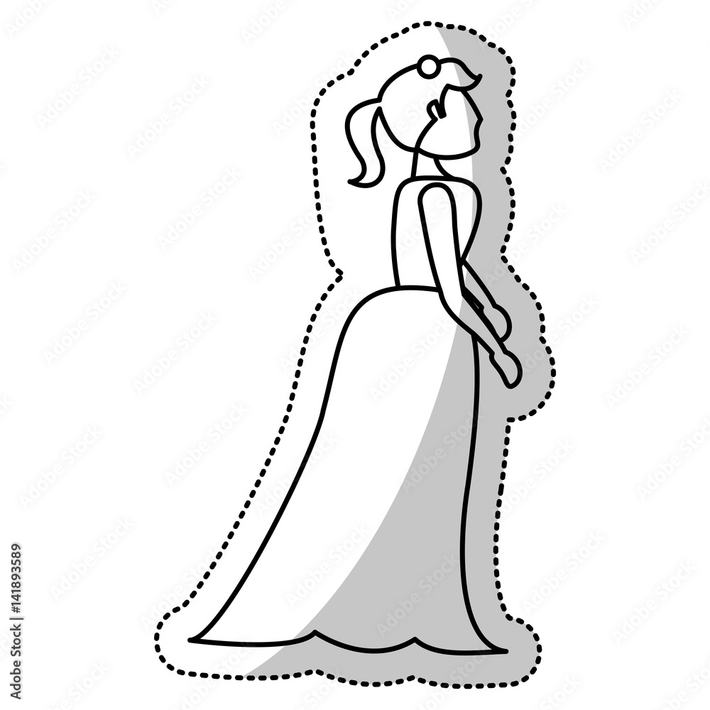 Fototapeta premium woman bride wedding outline vector illustration eps 10