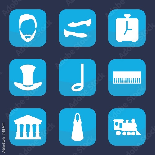 Set of 9 filled classic icons