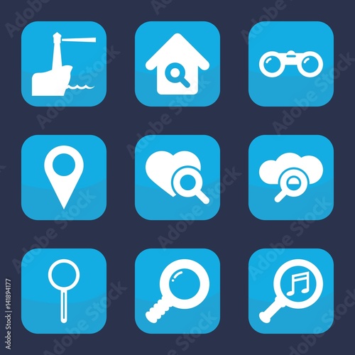 Set of 9 filled search icons