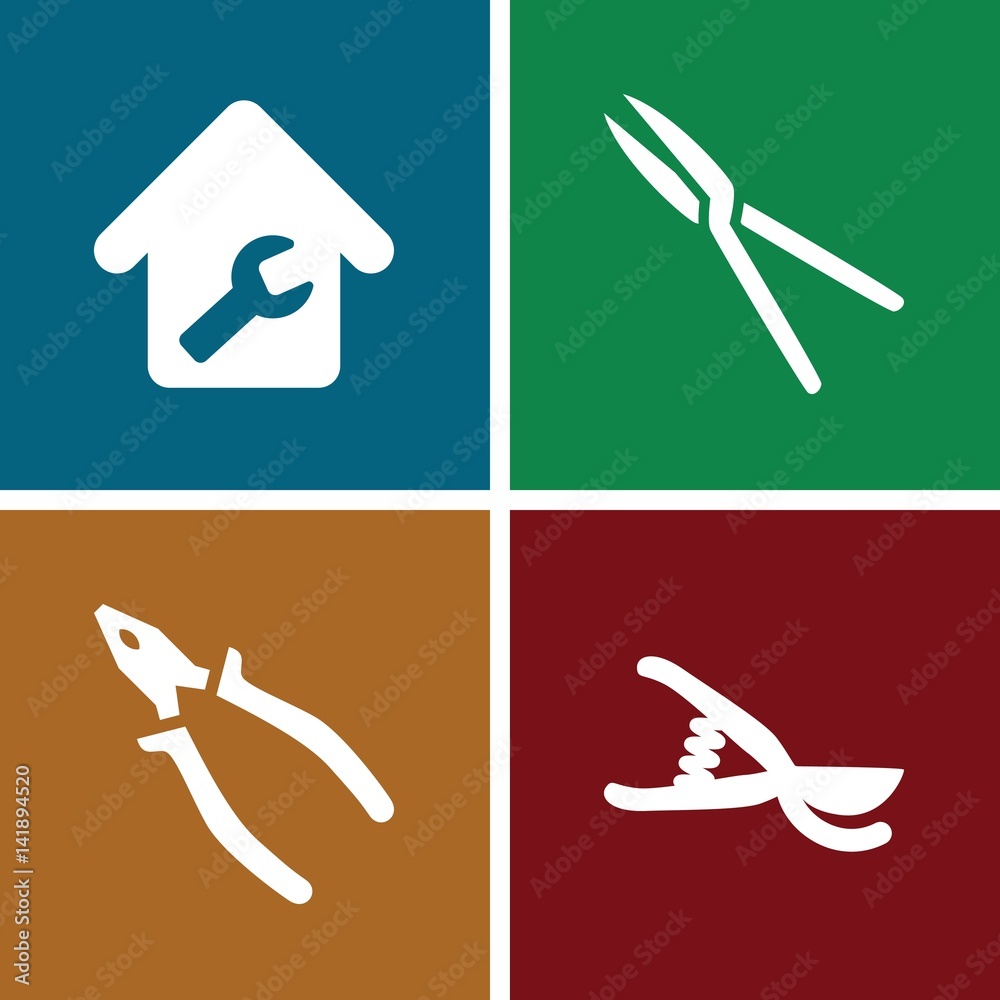 Set of 4 tools filled icons Set of 4 tools filled icons
