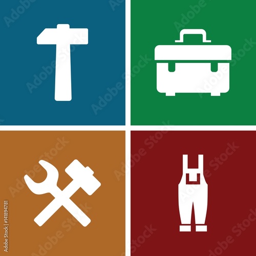 Set of 4 hammer filled icons