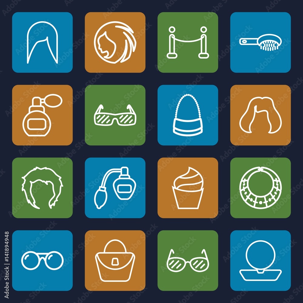 Set of 16 glamour outline icons Set of 16 glamour outline icons