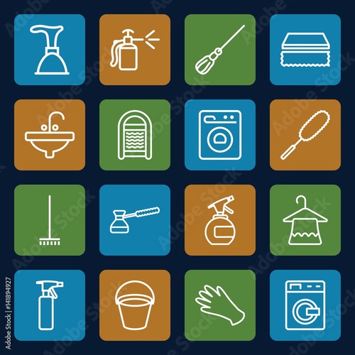 Set of 16 household outline icons