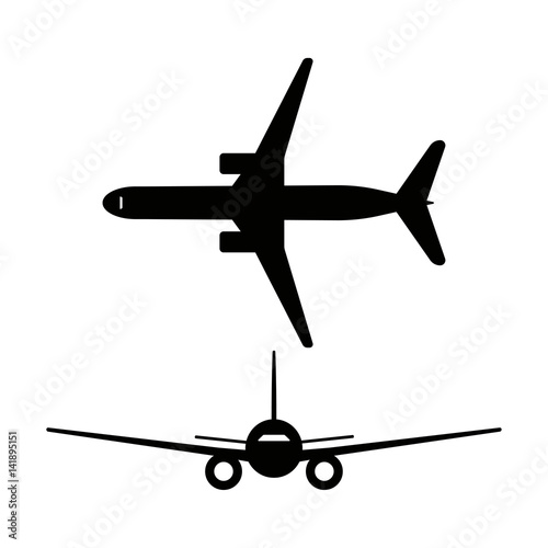 Passenger airplanes icons isolated on white background. Vector illustration.