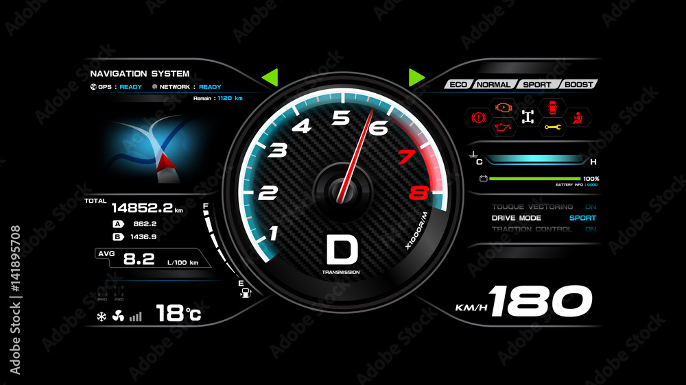 Naklejka premium Car dash board vector illustration eps 10 002