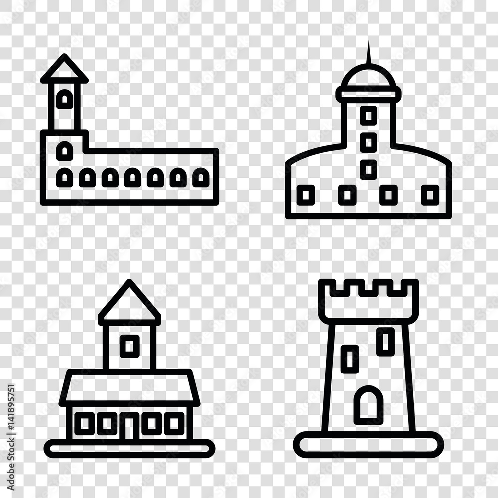 Set of 4 citadel outline icons