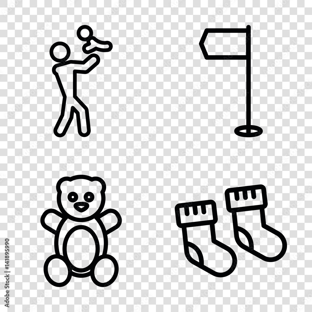 Set of 4 small outline icons