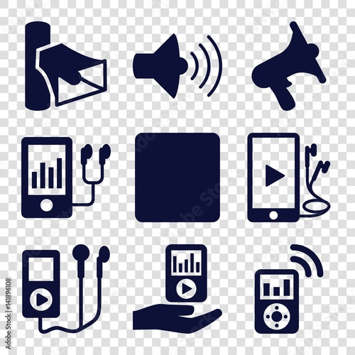Set of 9 mp3 filled icons