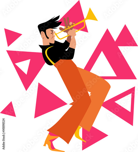 Jazz trumpet player, EPS 8 vector illustration