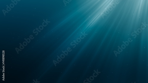 Sun light rays under water. 3D rendered illustration. photo