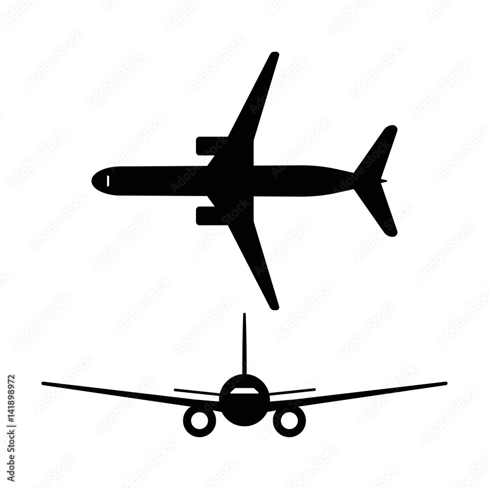 Passenger airplanes icons isolated on white background. illustration. Passenger airplanes icons isolated on white background. illustration.