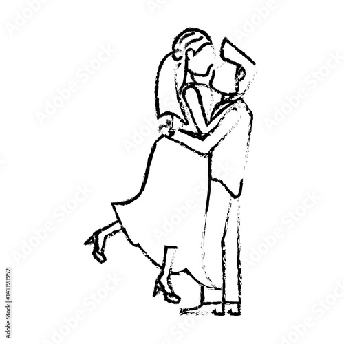 couple wedding love romance sketch vector iillustration eps 10