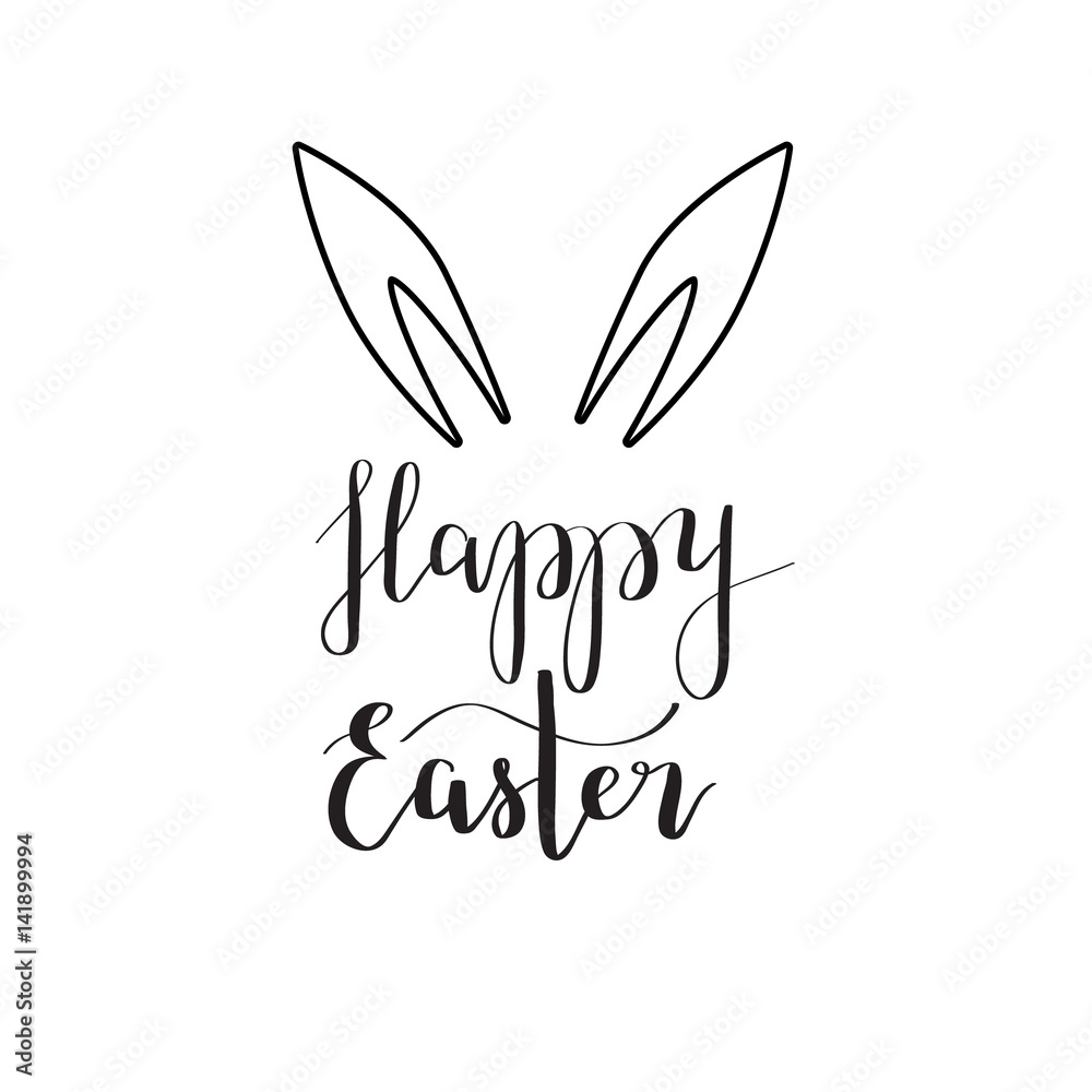Happy Easter rabbit ear calligraphy