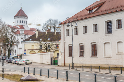 Streetview with ortodox cathedral in the old town of Vilnius in Lithuania Baltic States Europe