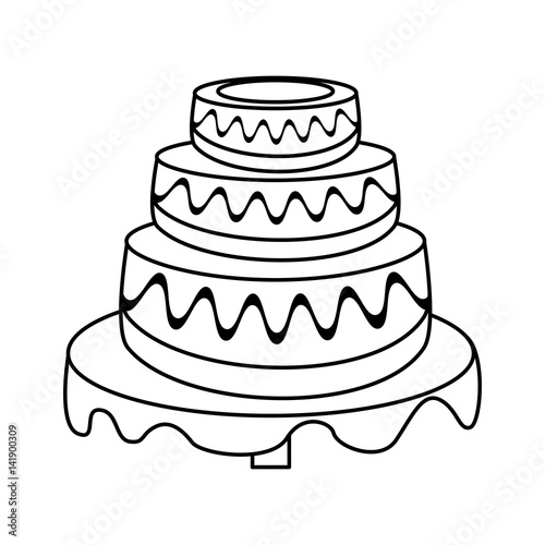 wedding cake dessert outline vector illustration eps 10 © Jemastock