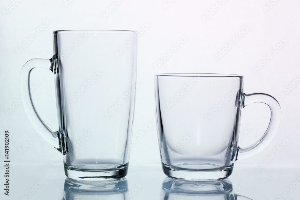 Empty glass coffee latte mug, cup Mock-up Empty glass coffee latte mug, cup Mock-up