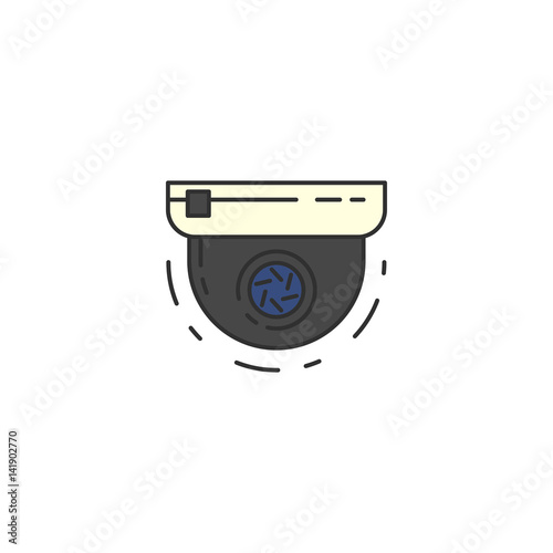 Round Surveillance Camera vector flat icon. Sign for infographic, website or app.