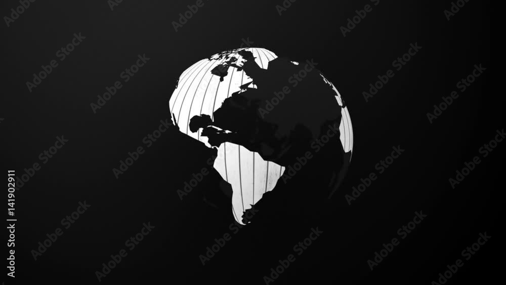 looping spinning globe world map earth components white wood