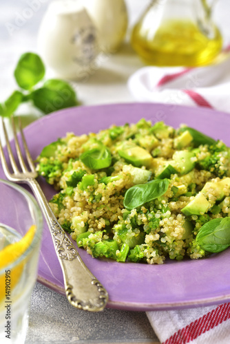 Quinoa salad with green vegetables.