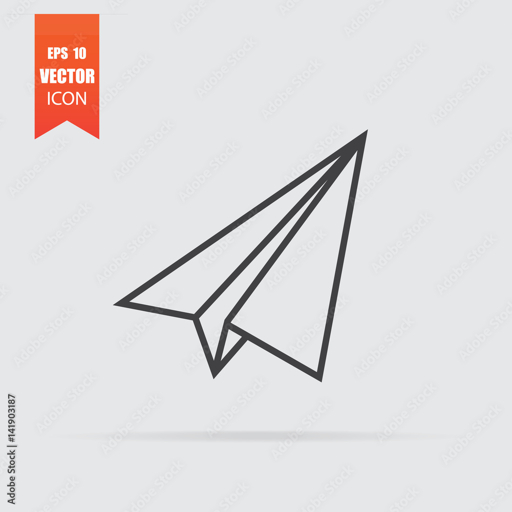 Paper plane icon in flat style isolated on grey background. Paper plane icon in flat style isolated on grey background.