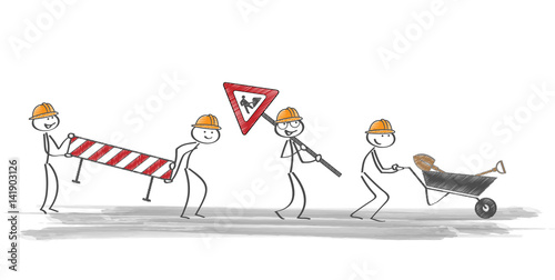 Strichmännchen / Baustelle / Vektor