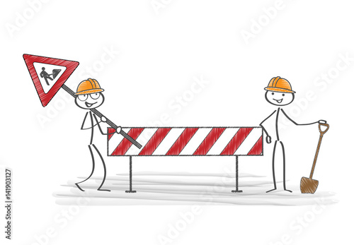 Strichmännchen / Baustelle / Vektor