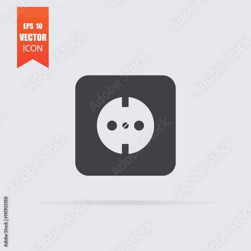 Socket icon in flat style isolated on grey background.