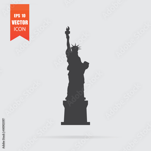 Statue of Liberty icon in flat style isolated on grey background.
