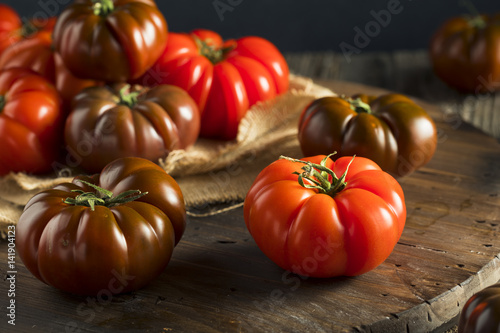 Raw Organic Red and Brown Heirloom Tomatoes