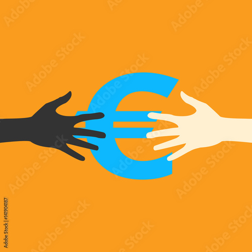 Flat icon hands and money, vector print eps