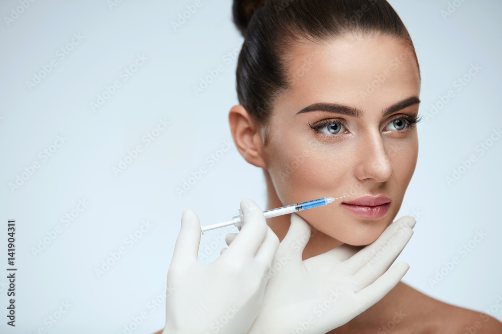 Plastic Surgery. Beautiful Woman Face Getting Beauty Injections Plastic Surgery. Beautiful Woman Face Getting Beauty Injections