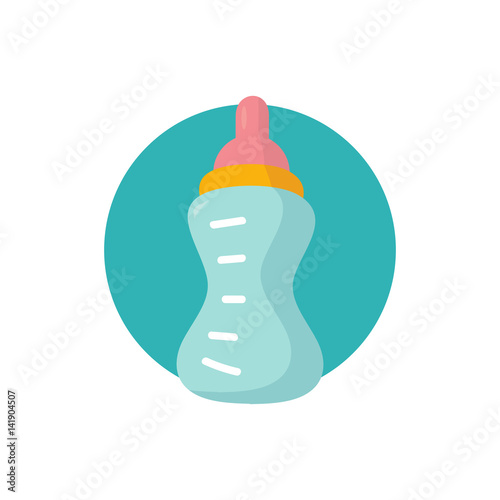 Baby bottle icon. Baby feeding bottle made in a cartoon style.