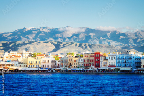 venetian habour of Chania at sunny day, Crete, Greece, toned © neirfy