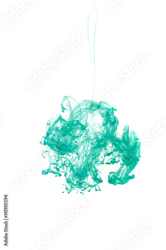 Abstract image of green ink in water.