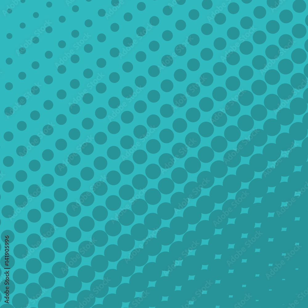 Halftone Dots on Turquoise Background.