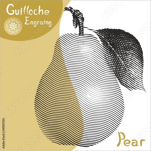 Engraving pear, guilloche,  silkscreen