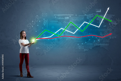 Woman holding stock-market