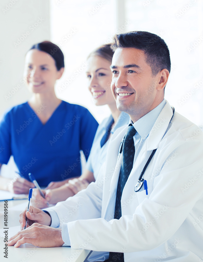 group of doctors on presentation at hospital group of doctors on presentation at hospital