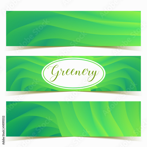 Colorful green waves banners set. Vector illustration template design.