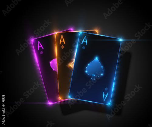 Three ace card, poker casino illustration. Vector graphic.