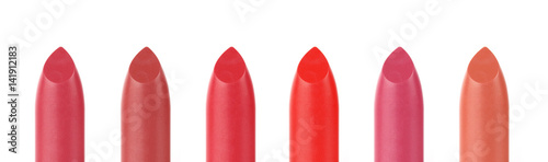 Lipstick palette. Set of color lipsticks.