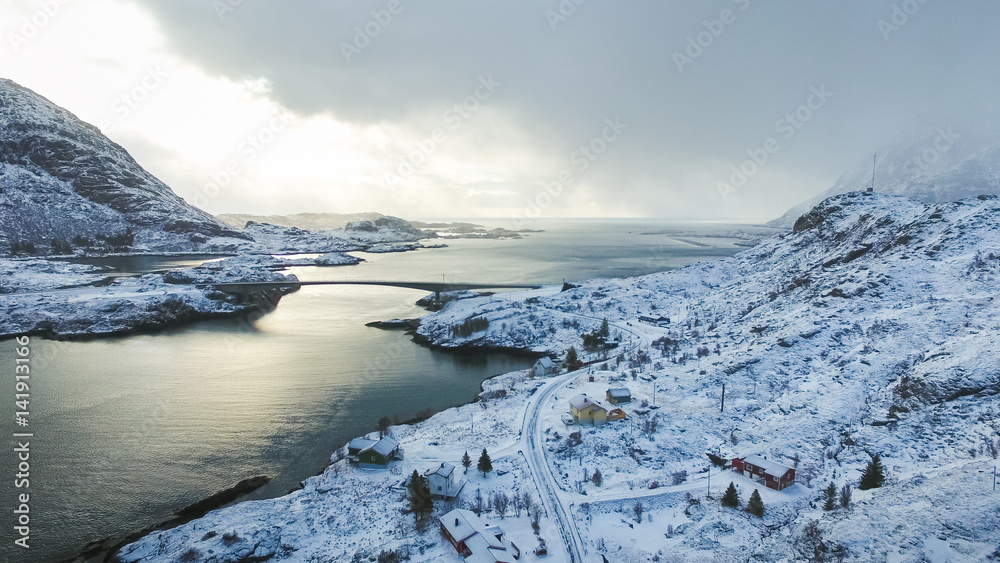 Obraz premium Lofoten islands, aerial view