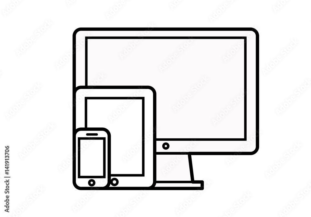 Device Icons: smart phone, tablet and desktop computer. Vector illustration of responsive web design. Device Icons: smart phone, tablet and desktop computer. Vector illustration of responsive web design.