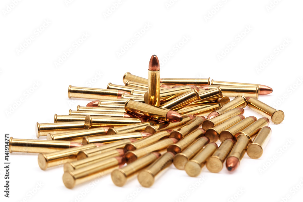 Small-caliber rifle cartridges isolated on white Small-caliber rifle cartridges isolated on white