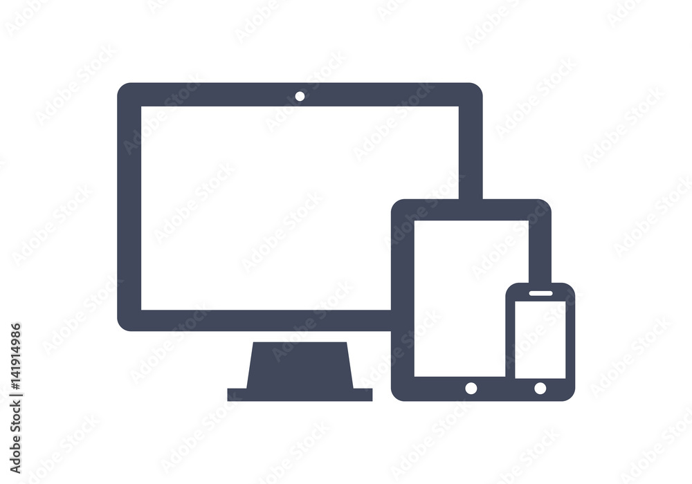 Device Icons: smart phone, tablet and desktop computer. Vector illustration of responsive web design. Device Icons: smart phone, tablet and desktop computer. Vector illustration of responsive web design.