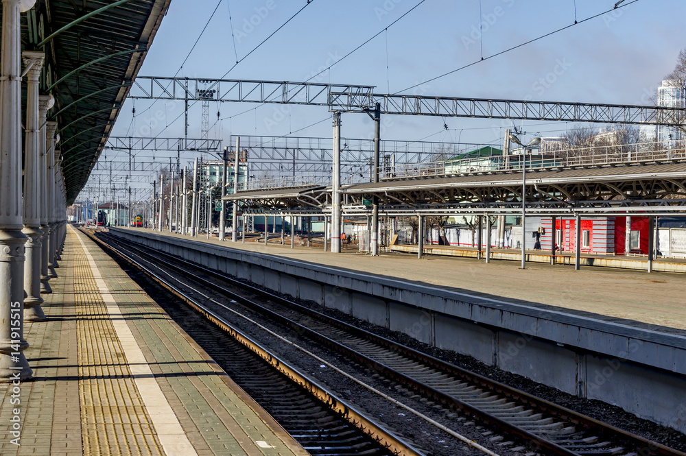 MOSCOW, RUSSIA - MARCH 23, 2017: Platforms at Belorusskaya railway station