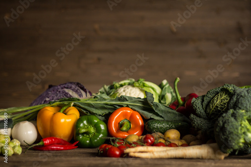 Fototapeta Naklejka Na Ścianę i Meble -  Composition with assorted raw organic vegetables