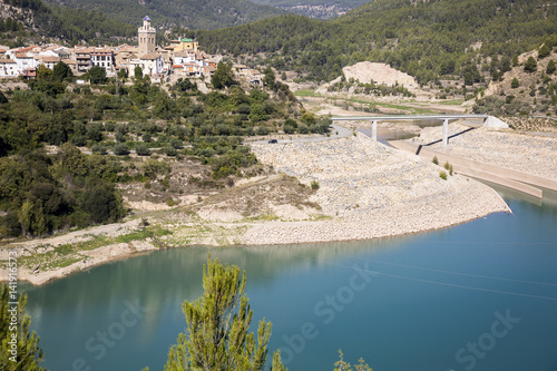 landscape with a view of Puebla de Arenoso town, province of Castellón, Valencia, Spain