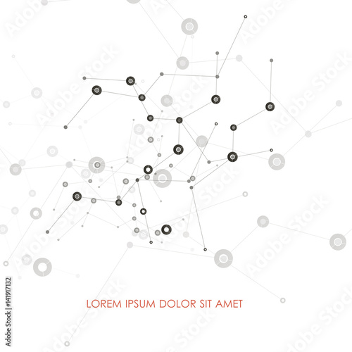 Abstract connect background with dots and lines. Molecule structure. Vector science background. Polygonal network background