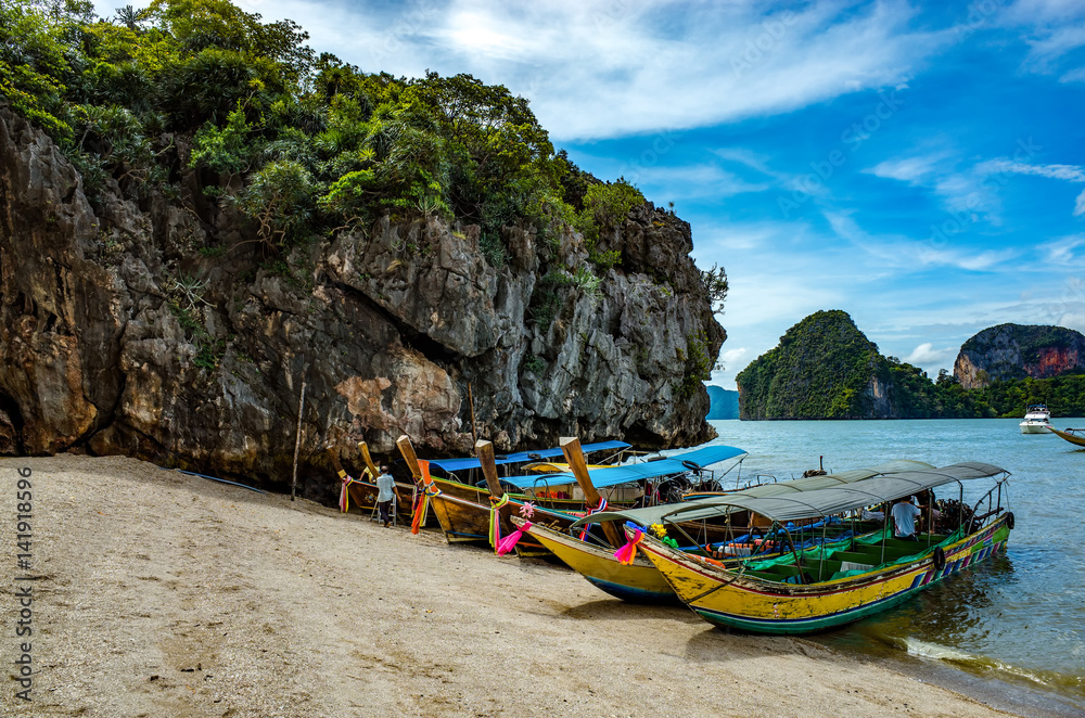 Boats on the beach of Phuket, Thailand
